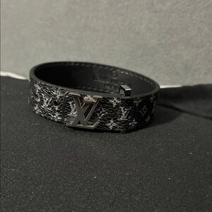 Louis Vuitton Black and Silver Monogram Bracelet